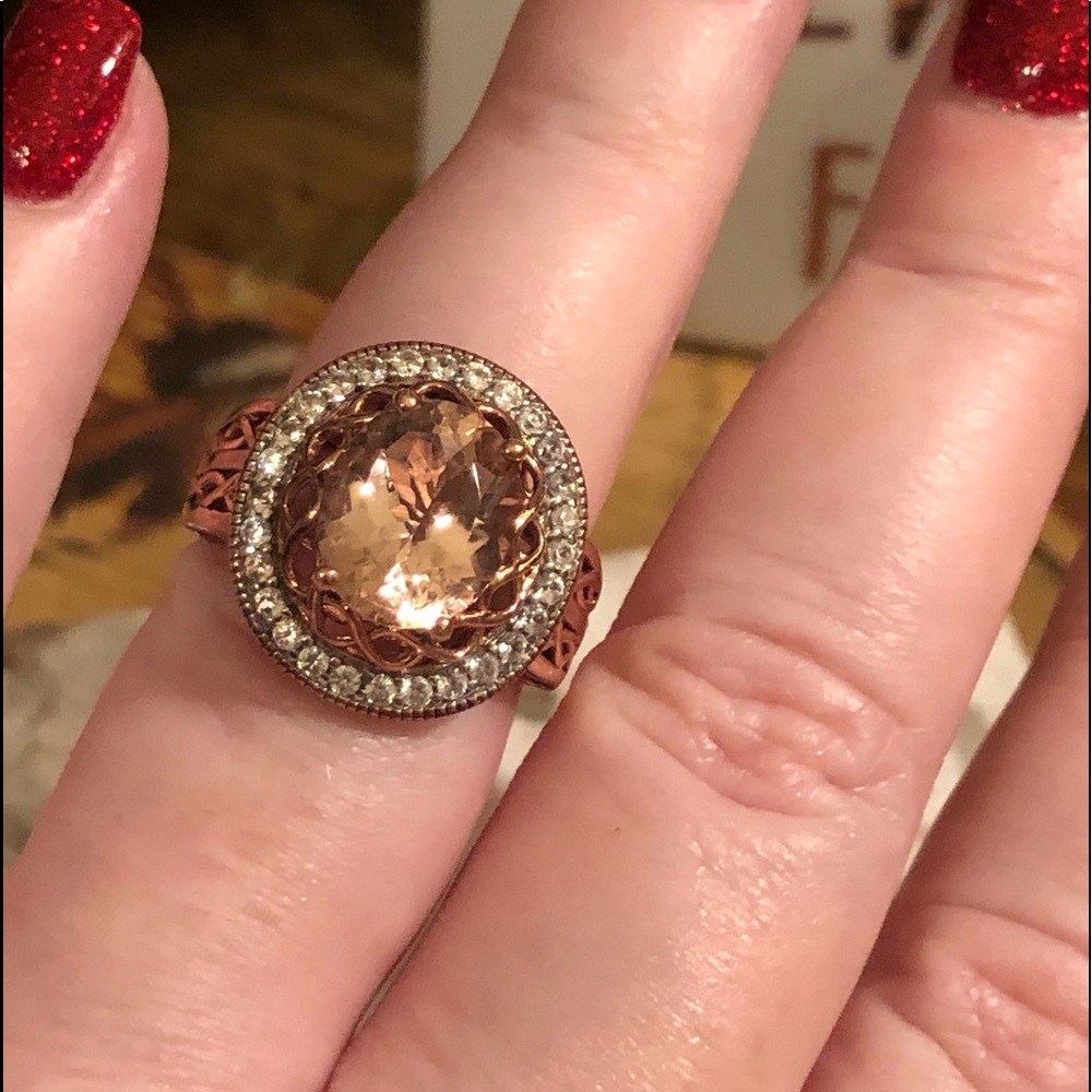 Morganite ring rose gold/sterling silver